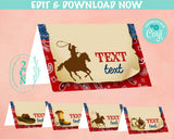 Cowboy Rodeo Birthday Folded Cards, Rodeo Table Card, Cowboy Label | Editable Instant Download | Edit Online NOW Corjl | INSTANT ACCESS T1