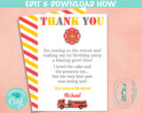 Firefighter Birthday Invitation With Photo, Fire Truck, Fireman Party | Editable Instant Download | Edit Online NOW Corjl | INSTANT ACCESS