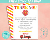 Firefighter Birthday Invitation, Fire Truck Invitation, Fireman Party | Editable Instant Download | Edit Online NOW Corjl | INSTANT ACCESS