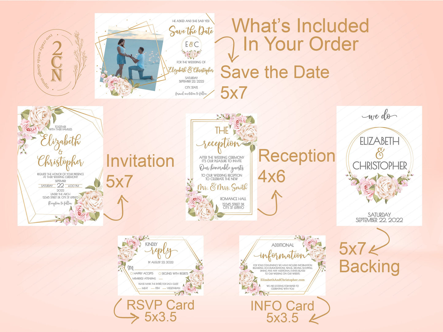 Wedding Invitation, Wedding Suite, Save the date, Wedding Invite 6Items | Editable Instant Download | Edit Online NOW Corjl | INSTANT ACCESS