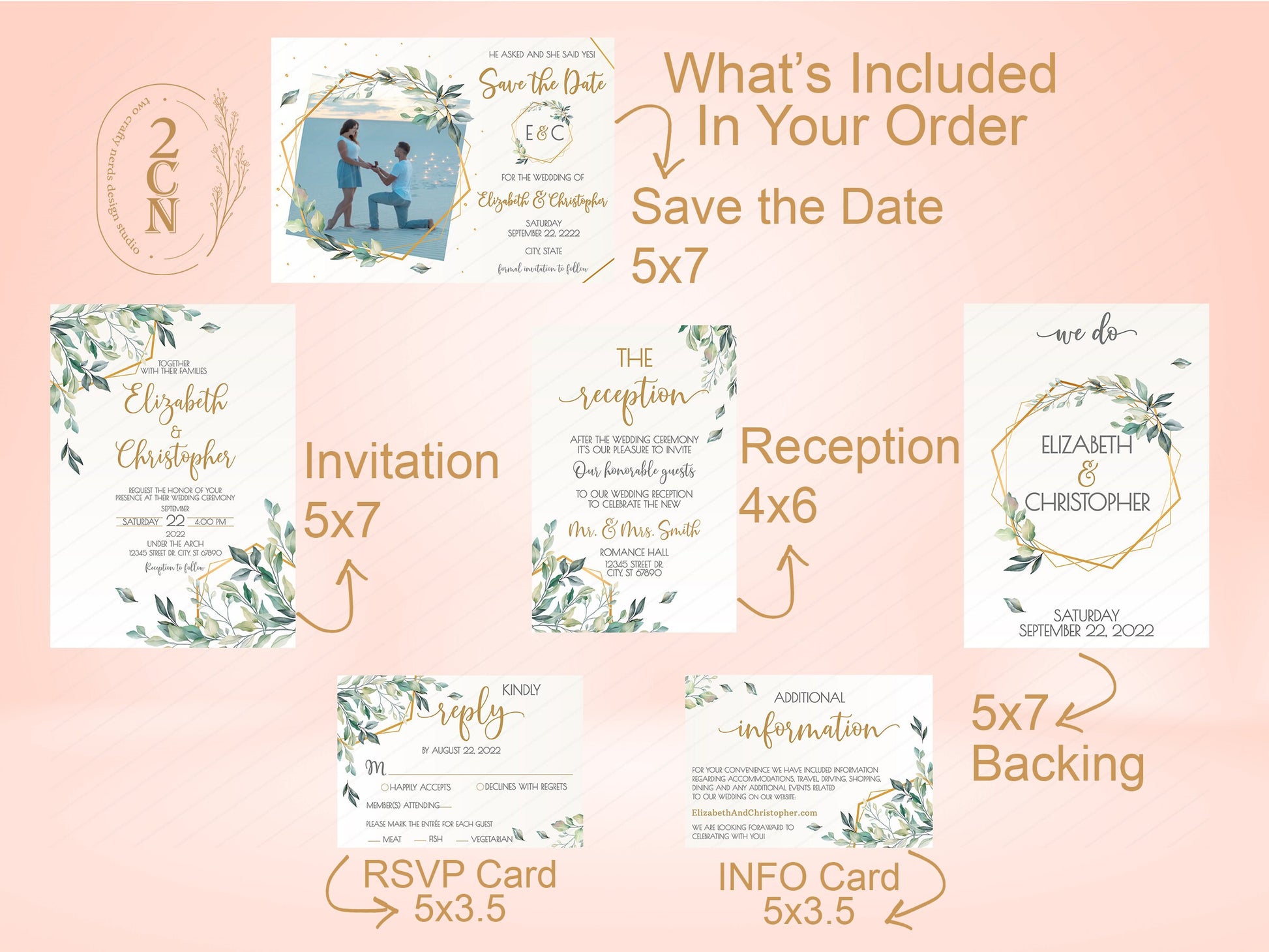 Wedding Invitation, Wedding Suite, Save the date, Wedding Invite 6Items | Editable Instant Download | Edit Online NOW Corjl | INSTANT ACCESS