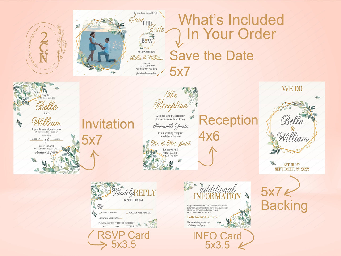 Wedding Invitation, Wedding Suite, Save the date, Wedding Invite 6Items | Editable Instant Download | Edit Online NOW Corjl | INSTANT ACCESS