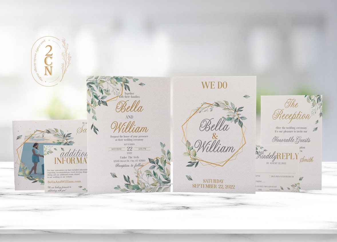 Wedding Invitation, Wedding Suite, Save the date, Wedding Invite 6Items | Editable Instant Download | Edit Online NOW Corjl | INSTANT ACCESS