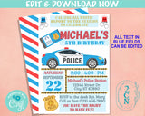 Police Birthday Invitation, Police Party, Cop Theme, Police Theme | Editable Instant Download | Edit Online NOW Corjl | INSTANT ACCESS