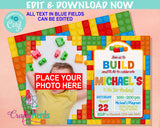 Colorful Building Blocks Birthday Invitation With Photo, Bricks invite | Editable Instant Download | Edit Online NOW Corjl | INSTANT ACCESS