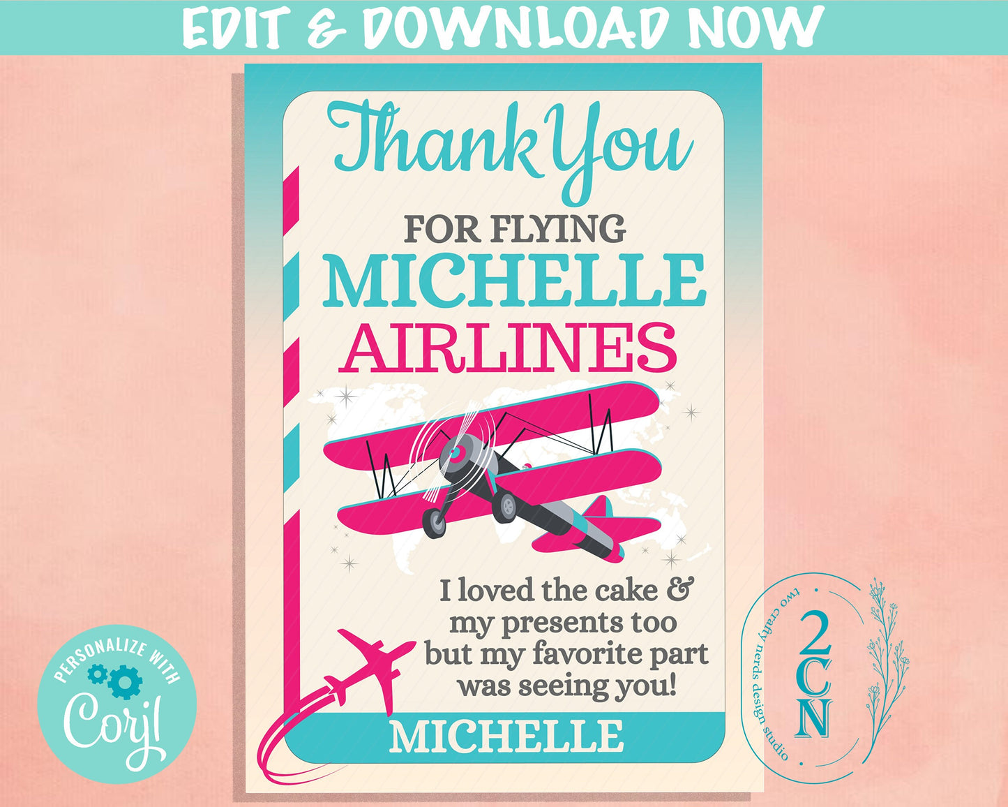 Airplane Ticket Birthday Invitation, Airplane Party, Plane invitation | Editable Instant Download | Edit Online NOW Corjl | INSTANT ACCESS