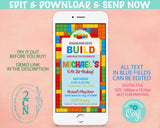 Building Blocks Birthday Party Electronic Invitation, Blocks Evite | Editable Instant Download | Edit Online NOW Corjl | INSTANT ACCESS