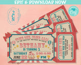 Carnival Ticket Birthday Invitation, Circus Party, Circus invitation | Editable Instant Download | Edit Online NOW Corjl | INSTANT ACCESS