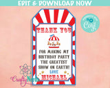 Carnival Circus Birthday Invitation with Tent Top, Red Circus Carnival | Editable Instant Download | Edit Online NOW Corjl | INSTANT ACCESS