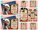 Cowboy Bull Rodeo Birthday Thank You Tag Birthday Tag Rodeo Favor Label | Editable Instant Download | Edit Online NOW Corjl | INSTANT ACCESS