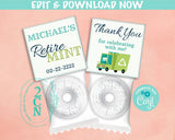 Recycling Truck Retirement Thank You Mint Label Garbage Trash Car Favor | Editable Instant Download | Edit Online NOW Corjl | INSTANT ACCESS