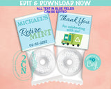 Recycling Truck Retirement Thank You Mint Label Garbage Trash Car Favor | Editable Instant Download | Edit Online NOW Corjl | INSTANT ACCESS