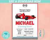 Race Car Birthday Invitation, Racing Car Invite, Race Car Party, Modern | Editable Instant Download | Edit Online NOW Corjl | INSTANT ACCESS