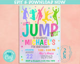 Jump Birthday Invitation, Jumping Bounce Party, Bounce House Pastel | Editable Instant Download | Edit Online NOW Corjl | INSTANT ACCESS