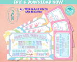 Carnival Ticket Birthday Invitation Pastel, Circus invitation Pastel | Editable Instant Download Edit Online NOW Corjl | INSTANT ACCESS