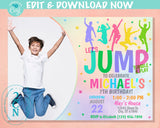 Jump Birthday Invitation with Photo, Bounce Party, Bounce House Pastel | Editable Instant Download | Edit Online NOW Corjl | INSTANT ACCESS