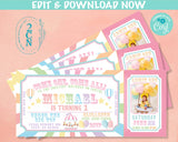 Carnival Ticket Birthday Invitation With Photo, Circus invitation Pastel | Editable Instant Download Edit Online NOW Corjl | INSTANT ACCESS