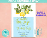 Main Squeeze Lemons Bridal Shower Invitation Lemons Party Leaves Bridal | Editable Instant Download | Edit Online NOW Corjl | INSTANT ACCESS