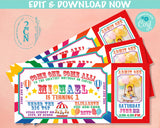 Carnival Circus Ticket Birthday Invitation With Picture, Rainbow invite | Editable Instant Download Edit Online NOW Corjl | INSTANT ACCESS