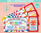 Carnival Circus Ticket Birthday Invitation With Picture, Rainbow invite | Editable Instant Download Edit Online NOW Corjl | INSTANT ACCESS