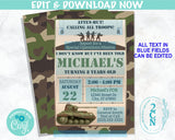 Army Party Birthday Invitation, Military Party, Army Theme, Soldier | Editable Instant Download | Edit Online NOW Corjl | INSTANT ACCESS