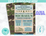 Army Party Birthday Invitation, Military Party, Army Theme, Soldier | Editable Instant Download | Edit Online NOW Corjl | INSTANT ACCESS