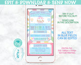 Circus Carnival Ticket Birthday Party Phone Invitation Pastel Rainbow | Editable Instant Download | Edit Online NOW Corjl | INSTANT ACCESS