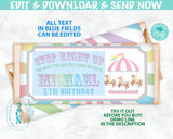 Circus Chocolate Bar Wrapper Carnival Candy Wrapper 2 Size Hershey Aldi | Editable Instant Download | Edit Online NOW Corjl | INSTANT ACCESS