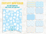 BLUE Baby Shower Gift Boxes (10 Designs) Instant Download Digital Printable, Favor Box, Pillow Box, Gift Card Box, DIY Gift Printable