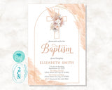 Flower with Pampas Grass Boho Baptism Invitation, Christening, Blessing | Editable Instant Download | Edit Online NOW Corjl | INSTANT ACCESS