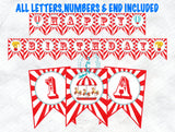 Carnival Circus Banner All Letters Numbers and Ends, INSTANT DOWNLOAD, Digital PDF File, Circus Birthday Banner, Circus Banner, Circus Decor